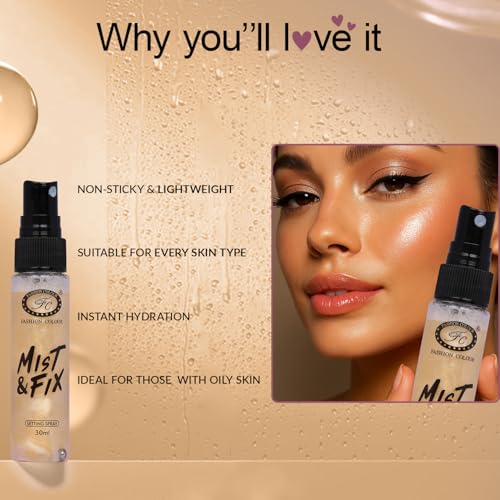 Image of Fashion Colour Mist & FIX Setting Spray | Setting Spray For Makeup Long Lasting | Illuminating & Hydrating Makeup Fixing Spray | Makeup Fixing Spray For Long-Lasting Makeup | (MF10B, 30ml)