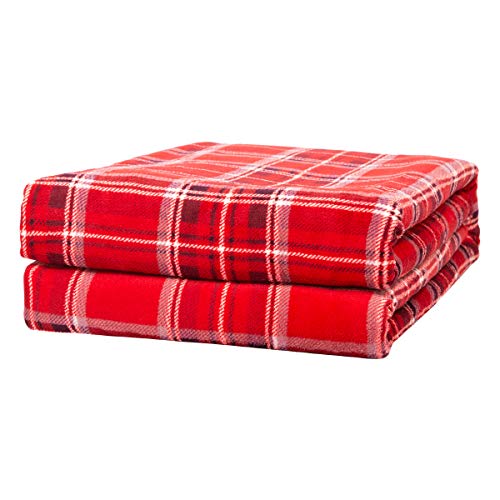 Rendiele Couverture polaire sherpa double face super douce pour canapé, lit, rouge, 150 x 200 cm Cover