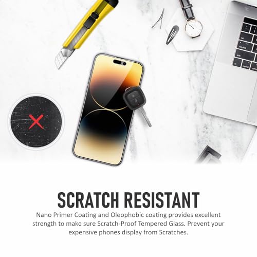 Image of SupCares Privacy Tempered Glass for iPhone 14 Pro (6.1 Inch) With Installation Kit | Military-Grade Gorilla Screen Protector | Edge to Edge Coverage | Black