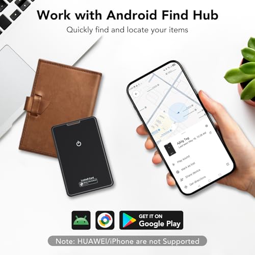 Image of 2 Pack Wallet Tracker Card for Android Bluetooth Tracker Work with Google Find Hub(Android Only), IP68 Waterproof, Item Finder for Bags, Keys, Passport