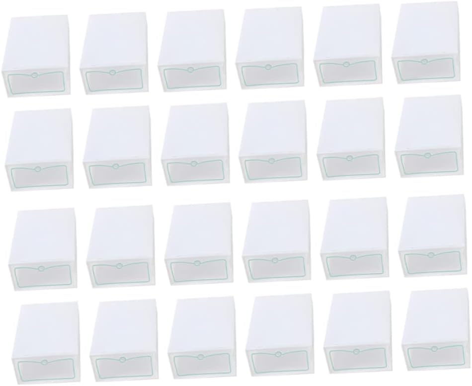 24pcs Stackable Transparent Shoe Storage Box Thick Plastic Organizer for Small Shoes for Closet Entryway and under Bed