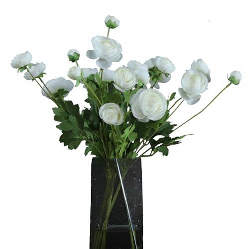 Silk-Ranunculus-Flowers-236-Inch-Tall-5-Stems-Artificial-Buttercup-Flowers-for-Wedding-Bouquets-CenterpiecesHome-DecorFloral-Arrangements-WhiteUV-Resistant Silk Ranunculus Flowers 236 Inch Tall 5 Stems Artificial Buttercup Flowers for Wedding Bouquets CenterpiecesHome DecorFloral Arrangements WhiteUV Resistant
