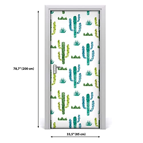Adhesivo de puerta impermeable lavable vinilo autoadhesivo cactus 4