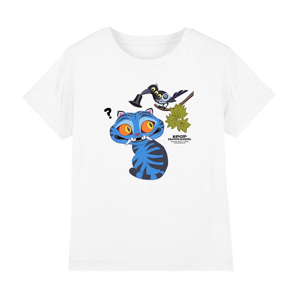 Kpop Demon Hunters Derpy and Sussie Hat Kids T Shirt, White, 7-8Y
