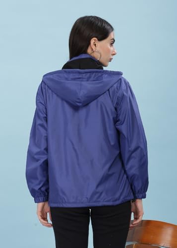 Image of Dollar Women's Polyester Solid Windcheater Jacket With Zipper Pockets and Detachable Hood