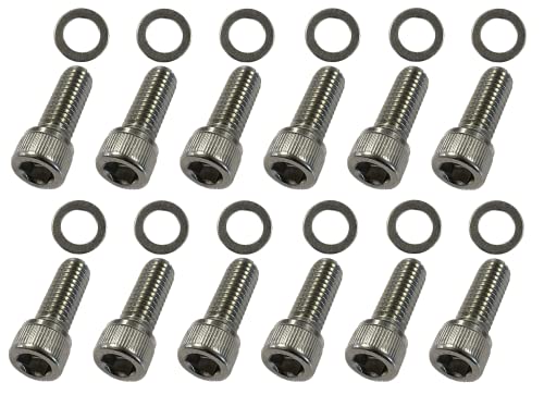 SBC Stainless Steel Exhaust Header Bolt Kit 1 3/8-16 Bolts Compatible with Chevrolet V8 Small Blocks 265 283 305 327 350 383 400 Gen I & II 92-97 LT1 LT4 TPI TBI 96-98 Vortec 5.0L 5.7L BOP