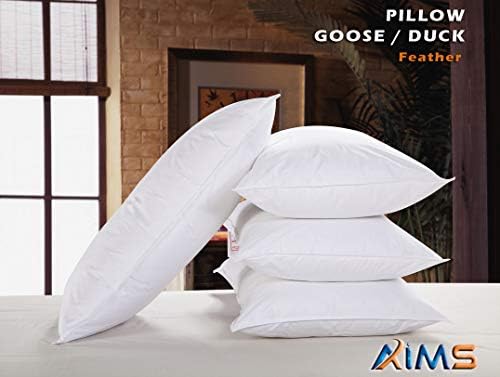 2pk Pair Pillow Goose OR Duck Feather Down Continental TC600 Hypoallergenic White Cushions Square Insert Luxury Deluxe Best Hotel Quality Super Soft Warm & Cosy Anti Allergy (Duck Pillows 2pk)