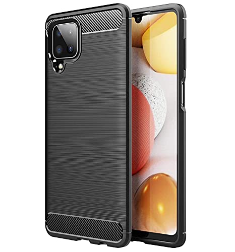 FJCasesSlim Soft Carbon Fiber Shockproof Brushed TPU Case Cover for Samsung Galaxy A12 (Black)