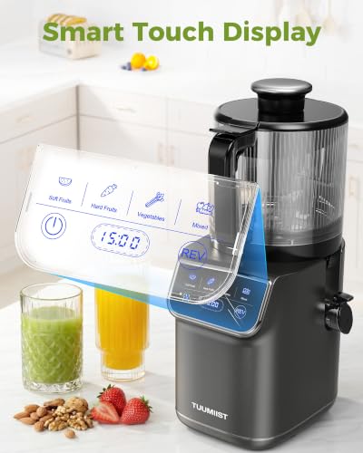 Image of TUUMIIST 3-in-1 Cold Press Juicer Machine, Smart Touch Masticating Juicers for Whole Fruit & Vegetable, 6.5 inch Wide Chute Slow Juicer for Nut Milk & Sorbet, High Yield, Easy Clean (Gun Grey)