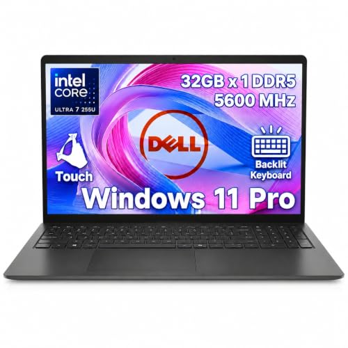 Dell 15.6" Touchscreen Laptop, Intel 12 core Ultra 7 255U, 32GB DDR5