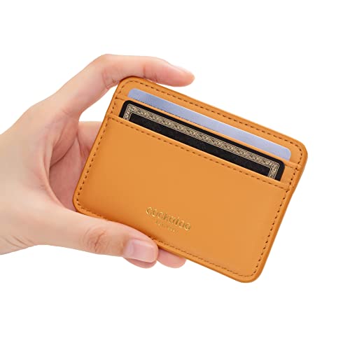 Cockatoo Women's Leather Minimalist Card Case Front Pocket Wallet (Dark Pumpkin) #TOP3