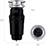 Déchets 10-US-WM-048-3B Élimination des ordures Système de broyage des déchets d'aliments en acier inoxydable anti-jam, 1/3 HP Compact, noir