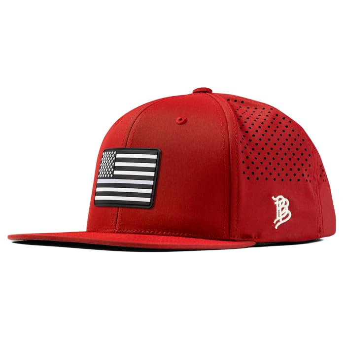 Image of Branded Bills Vintage Old Glory PVC Red Flat Performance, Adjustable Snapback, Lightweight, Comfortable Baseball Cap