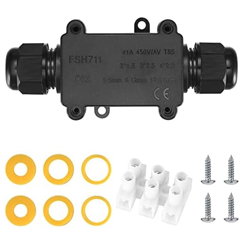 IP68 Waterproof Junction Box, 3-Way Outdoor Electrical Connectors, Cable Wire Connector PA9, External Sleeve Protection Box for 3-8mm & 9-14m Electrical Junction Boxes, with Screwdriver Cover