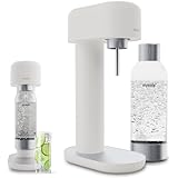 Mysoda Ruby 2 Sparkling Water Maker - Silent Carbonated Water Machine Made of Robust Long-Lasting Aluminium & 1L Water Bottle - Without CO2 Cylinder - Colour White