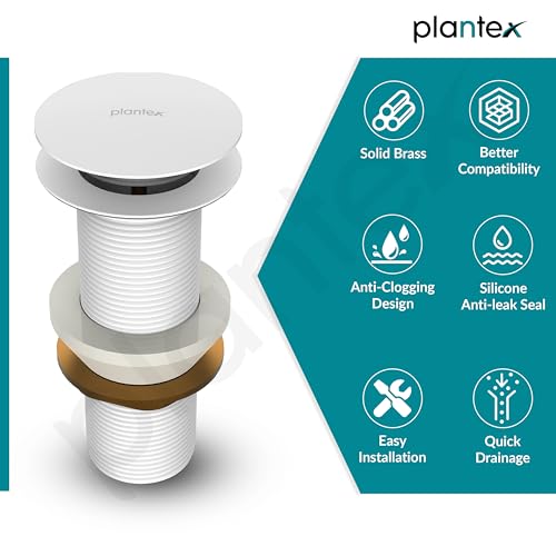 Image of Plantex Pure Brass Waste Coupling 5 Inch /Waste Coupling for Wash Basin /Coupling for Drain Out let System Full Thread (Glossy White - Pack of 1)