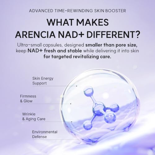 Image of Arencia NAD+ Serum Booster Shot with 5% NAD+ Complex & Resveratrol, Hydration & Barrier Support, 30 mL / 1.01 fl. oz.