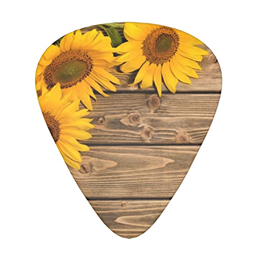 Lot de 12 médiators en bois avec trois tournesols pour guitare acoustique, ukulélé, etc. - Les Beatles, Paul McCartney, John Lennon, RIngo Starr, George Harrison Lot de 12 médiators en bois avec trois tournesols pour guitare acoustique, ukulélé, etc.