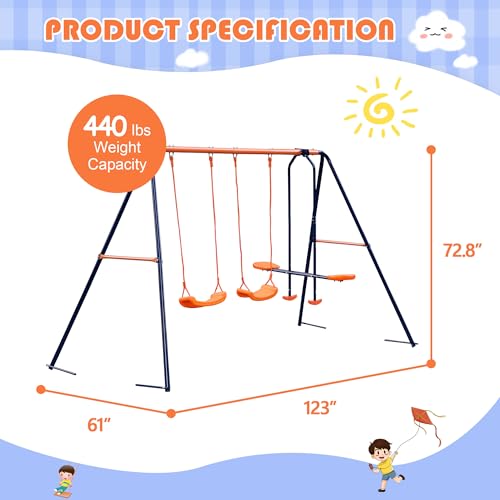 image for Nova Microdermabrasion Metal Swing Set for Toddler, Heavy-Duty Kids Pl