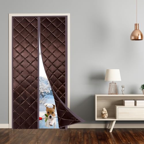 Panneaux de rideau de porte imperméable haut de gamme 155x185cm isolant café