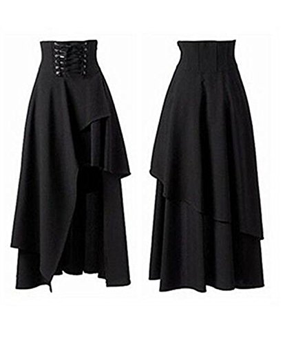 Taiduosheng Women's Black Gothic Punk Front short back long Band Waist Skirt 2XL(Size: 5) steampunk buy now online Taiduosheng Women's Black Gothic Punk Front short back long Band Waist Skirt 2XL(Size: 5) steampunk buy now online