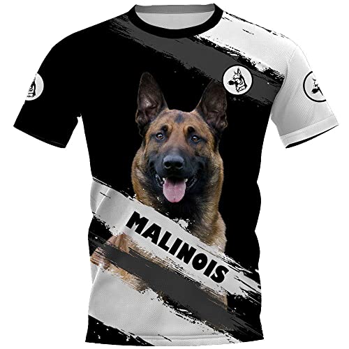JKFDH Tee Shirt Homme, T-Shirts De Nouveauté pour Hommes Malinois Chien Imprimé T-Shirt Graphique Décontracté Style Harajuku Col Rond Manches Courtes Hauts pour Femmes Homme Sports De Plein Air Intér Cover