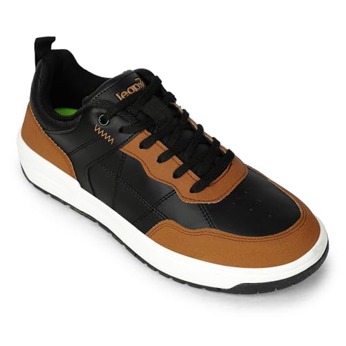 Image of Liberty LEAP7X NOBLESTEPE Sneakers for Men - Black & Navy Blue Lace-Up Casual Shoes | Memory Foam Cushioned Insole, Lightweight Sneakers, Walking, College, Travel & Casual Outings