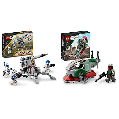 Lego Star Wars Boba Fett's Starship Microfighter 75344 & Star Wars 501St Clone Troopers Battle Pack 75345, Buildable Toy Set With Av-7 Anti Vehicle Cannon And Spring Loaded Shooter Plus 4 Characters #TOP23