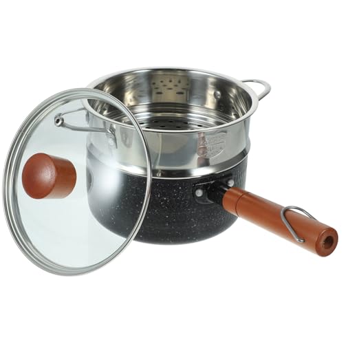 Hoement 不粘コーティング付き鋳造アルミ製雪平鍋 蒸し器 調理温安定 保温機能付き 多機能キッチンポット 片手鍋 用離乳食調理対応