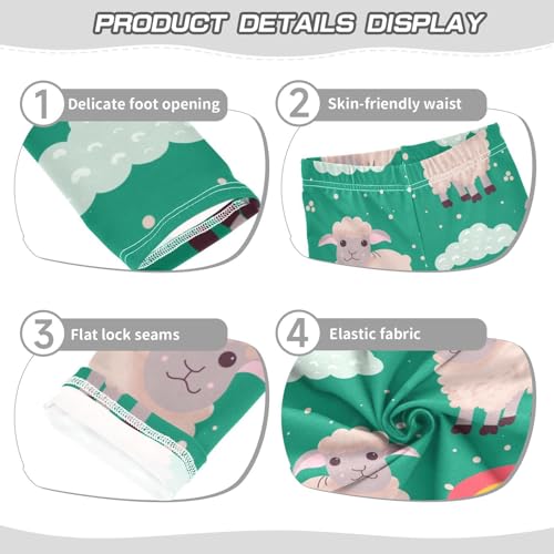 Lamb Rainbow Girls Leggings,Workout Leggings for Girls Toddler Athletic Legging Size for 3-10T3