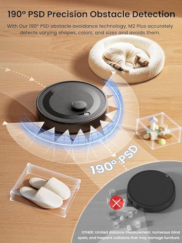 Image of Lefant Robot Vacuum and Mop Combo,75-Days Self-Emptying,7000Pa Powerful Scution,Multi-Floor Mapping, No-Go Zones,140 Min Runtime,2.4G /5G WiFi /Alexa /APP /iWatch, M2 Plus Black