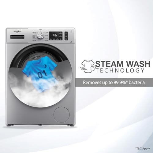 Image of Whirlpool 7 Kg 5 Star Inverter Front Load Washing Machine with In-Built Heater (SUPREME CARE SILVER 7012 -E, 100+ Tough Stains, Steam Technology, 2025 Model)