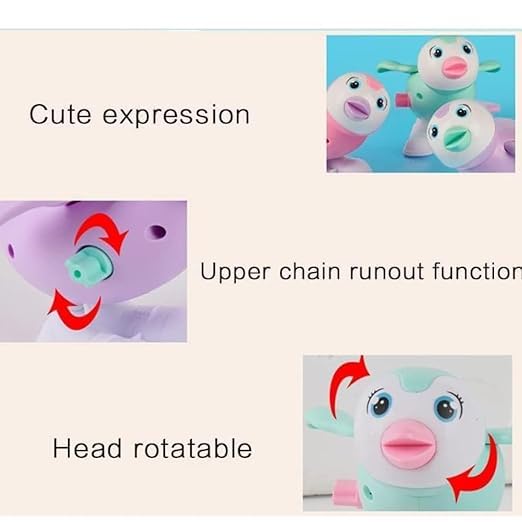 Image of acrown Cute Animal Toys for Kids Sensory Worm Animal Wind up Colorful Toy Insect Figurines for Boys and Girls Multicolor (Penguin)