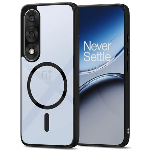 Image of Amazon Basics TPU+PC Back Cover for OnePlus Nord 5 5G Compatible with Mag-Safe | Shockproof Design | Hard Transparent Back Case (Black Mag-Safe)