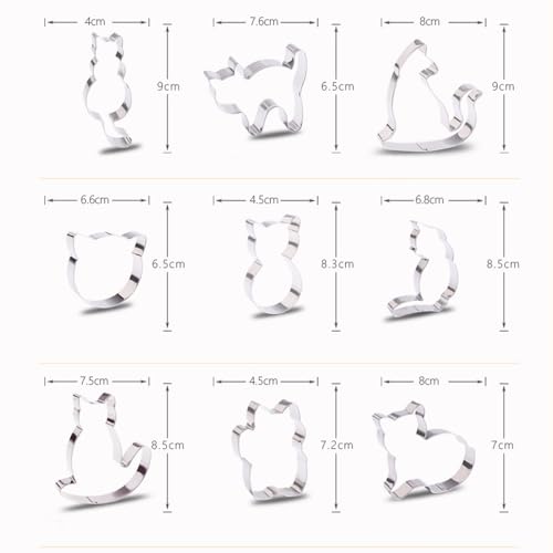 9 Pcs Cat Cookie Cutter, Animal Cookie Cutters, Cute Shape Cutters for Polymer Clay Pastry Baking Scone & Icing Shapes - Image 2