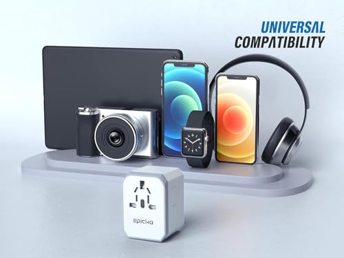 EPICKA Universal Travel Adapter, European Travel Plug Adapter - International Power Adapter Worldwide Charger with USB-C & 4 USB-A Ports, Travel Essentials for Italy, Japan, Europe, UK (TA-105, White) - Image 6