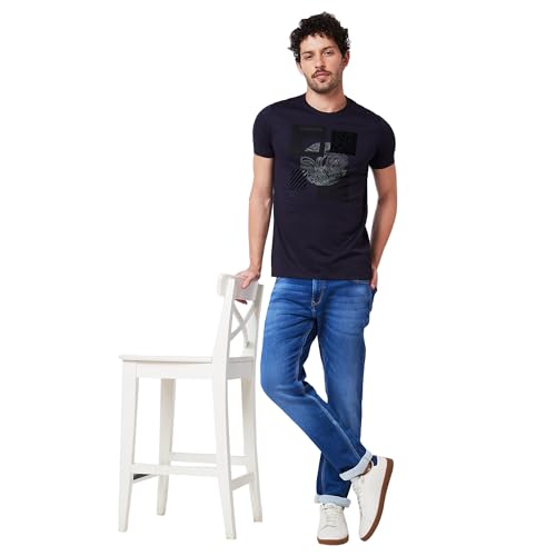 Image of Spykar Men's Slim Fit Round Neck Half Sleeve Solid Casual T-Shirt