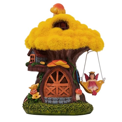 Teresa'S Collections Fairy House Fall Outdoor Decor Garden Statues With Solar Light cover