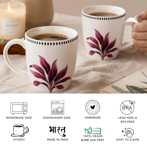 Image of Vistas Orchid Ceramic Mug Set of 4 for Coffee, 500ml Each | Microwave & Dishwasher Safe Coffee Mug | Matte Finish Coffee Cup | Mug Set, Perfect for Every Occasion, Coffee Cups & Mugs
