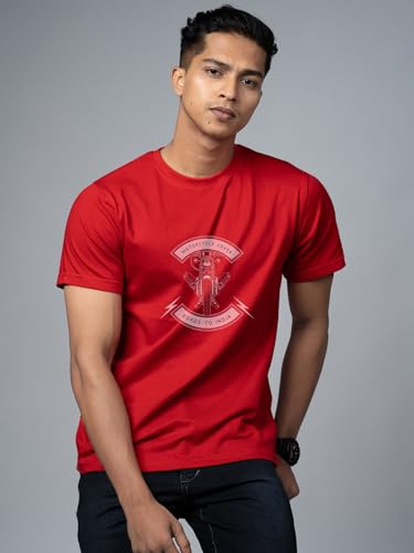 Image of T-Shirt for Men - 100% Cotton Ladakh Motorcycle Rider Half Sleeve Round Neck Graphic Print | Regular & Oversized Fit | 180 /220 GSM | S-5XL | Black, Navy Blue, Olive, Red, White