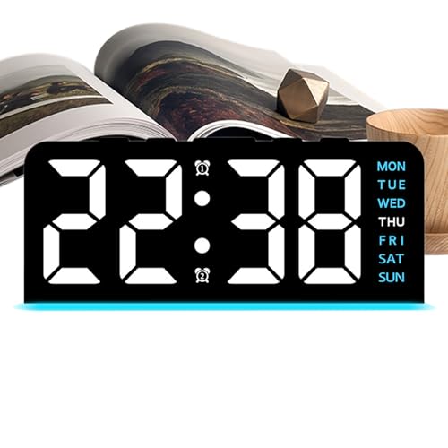 Reloj despertador digital, visualización de la fecha y temperatura, iluminación ambiental, reloj LED digital con luz ambiental, para interiores y exteriores, hogar, dormitorio, sala de estar