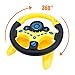 deAO Kids Steering Wheel for Backseat with Car Key Pretend Driving Simulated Driving Steering Wheel Toy with Light and Music Gifts for Kids (Yellow)