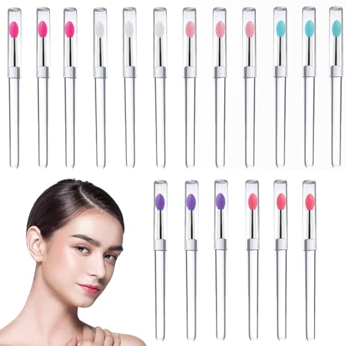 18 PCS Reusable Lip Mask Applicator Set, Silicone Lip Gloss Eyeshadow Lipstick Brushes Applicator, Cosmetic Brush Set for Lipstick and Balm