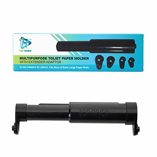 Toilet Paper Holder with Extender Adaptor Fit Double Rolls and Triple Rolls Multipurpose Toilet Paper Holder Black (1 Unit)