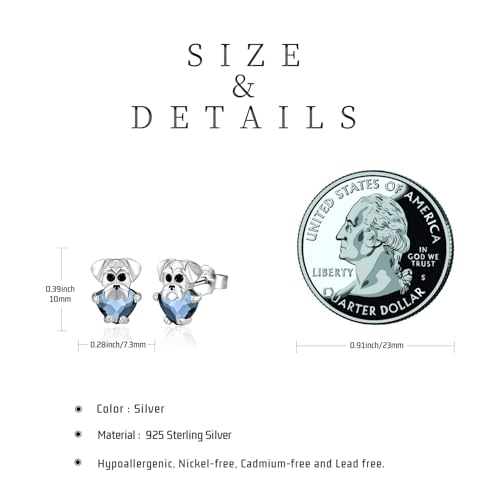 Image of 925 Sterling Silver Dog Earrings Cute Animal Puppy Stud Earrings Dog Jewelry Gifts for Women Girls Pet Lover Hypoallergenic Earrings for Sensitive Ears