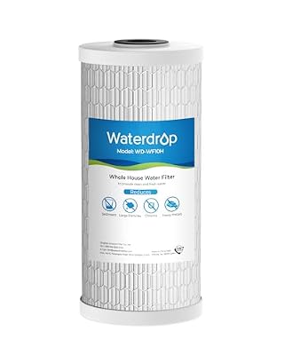 Waterdrop Whole House Water Filter, Sediment Filter Reduce Heavy Metal Filter Cartridge, Replacement for GE® FXHTC, GXWH40L, iSpring, Culligan® RFC-BBSA, Whirlpool®, Any 10" x 4.5" System, 5 Micron