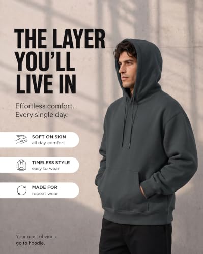 Image of NOBERO Oversized Solid Hooded Sweatshirt for Men | Oversized Hoodie for Men | Hooded Pullover | Cotton Rich Printed Hoodie 280 GSM Fleece