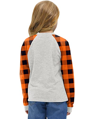 Image of BesserBay Girl's Christmas Buffalo Plaid Raglan Top Funny Holiday Graphic Shirt 4-14 Years