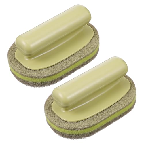 COLLBATH 2Pcs Strong Force Cleaning Brush Handle Bathroom Tile Kitchen for Decontamination Practical Pot Brush for Home Use