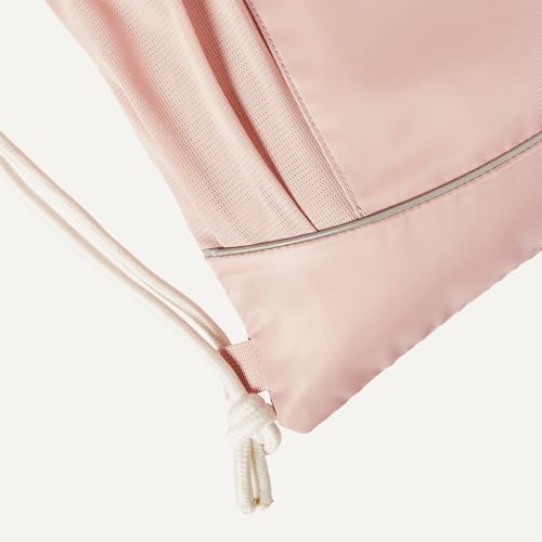 Image of Amazon Basics Drawstring Lightweight Gym Bag Soccer Backpack with Zipper Pouch, Mesh Side Pockets for Water Bottle, Large, Pink